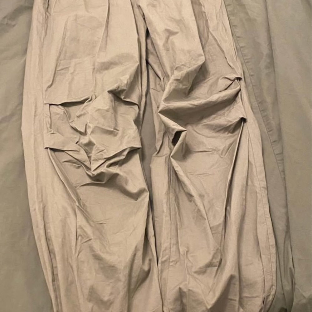 Tan adjustable, parachute pants